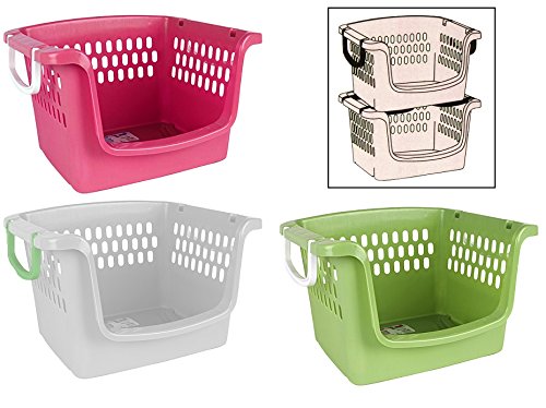Vorrats-Stapelkorb Wäschekorb vers. Farben (Pink)