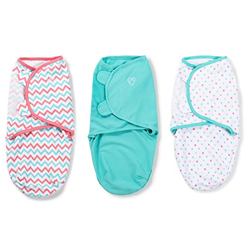 SwaddleMe Original Swaddle (Small, Zig Zag Multi, Teal and Dot, Pack of 3)