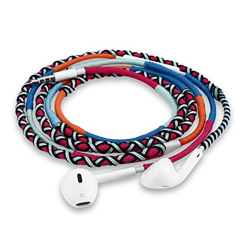 UliX Calypso Cuffie Auricolari Alta QualitÃ  NovitÃ  Filo Intrecciato Anti Ingarbugliamento - Sportive - per Mare, Montagna, Escursione, Sport - Cuffiette Anti Groviglio per Samsung Iphone Smartphone - con Cavo Resistente Antigroviglio - Intrecciate a mano - Blu rosso