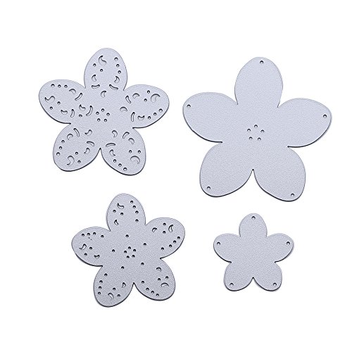 4 Stück Metall Stanzschablonen Set Blumen Einklebebuch Schablonen für DIY Scrapbooking Album, Schneiden Schablonen Papier Karten Sammelalbum Dekor - 6