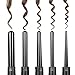 NexGadget 5-in-1 Hair Curler Curling Wand Set Curling Tongs Curling Iron with 5 Interchangeable Barrels and Heat Resistant Glove - Black