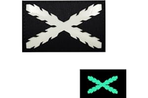 Ohrong España Parche táctico reflectante de bandera del Tercio Morados Viejos, uniforme de ejército militar español, emblemas de España (blanco y negro, visible en la oscuridad)