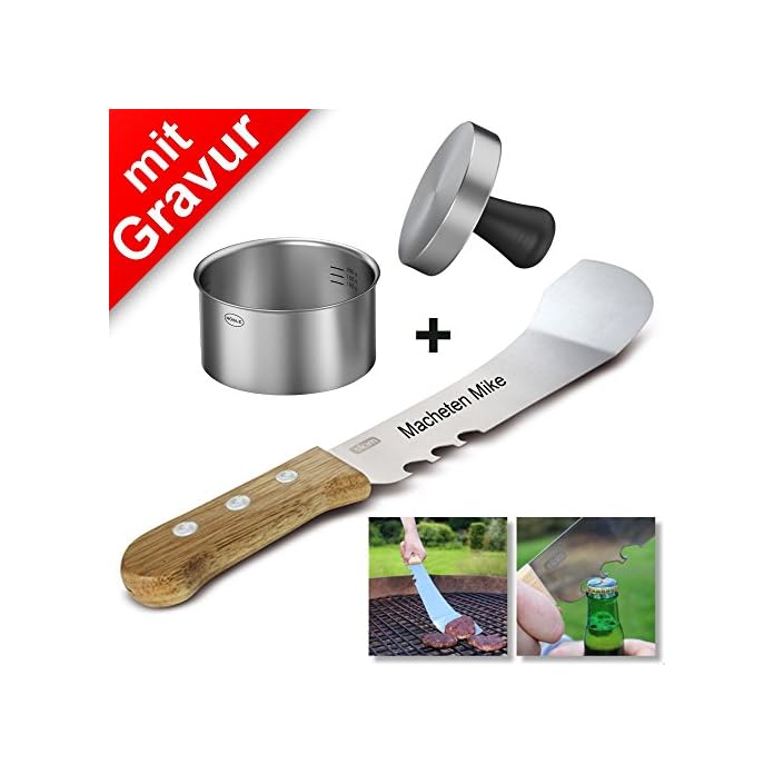Burger Grillset Rsle Burgerpresse Pro Mags Grillmachete Mit Gravur Zb Namen Aus Edelstahl Geschenke Fr Mnner