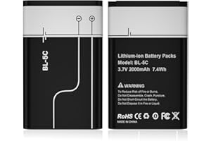 QUZMO BL-5C Akku, 2 Stück 2000mAh 3,7V Ersatzakku mit Hoher Kapazität für Nokia 6230 6330 6263 6267 6270 6555 6600 6030 6670 6680 6681 6682 6820 1100 1101 1110 1110i 1112 1600 2300 2310 2600 2610 2626 3100