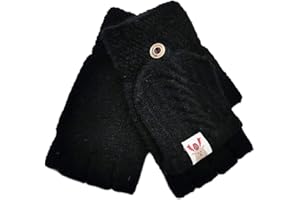 ‎FANNYFUNY Kinder Mädchen Jungen Halbfinger Handschuhe Fingerlose Fäustlinge Winter Fingerhandschuhe Strickhandschuhe Thermohandschuhe mit Klappe Über 12 Jahre alt
