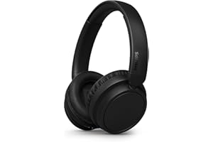 Philips TAH5209BK/00 Casque sans Fil Supra-aural Bluetooth, Isolation phonique Passive, 65 Heures d’autonomie, Son Naturel, appels clairs, Basses dynamiques, Recharge en 2 Heures Via USB-C - Noir
