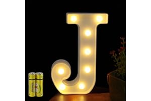 HONPHIER® Letter Lights Decorative LED Alphabet Lights Marquee Decoration Light Up Sign Night Light Battery Operated for Birthday Party Wedding Receptions Holiday Bar Home Bedroom Bath Bar Decor (J)