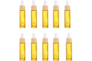 YORROR Confezione da 10 flaconi contagocce da 10 ml, in vetro spesso smerigliato, vuoti, ricaricabili, con contagocce in vetro, per oli da massaggio, aromaterapia, profumi, liquidi cosmetici (giallo)