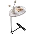 Beauenty Home Side Tables for Small Spaces, Couch Arm Tray Table for Living Room, Bed, Sofa. End Table Anti-Rust Waterproof (Black and White)