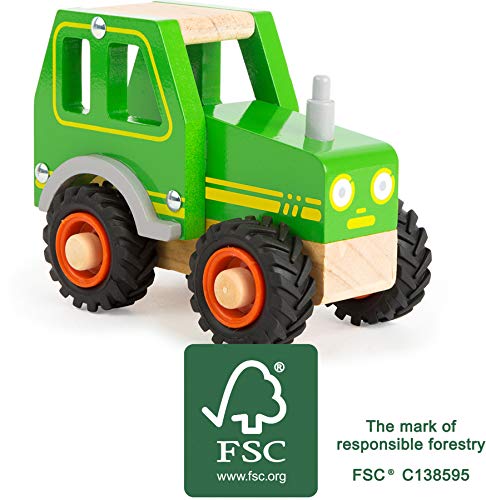 small foot 11078 Einsatzfahrzeug Traktor aus Holz, mit Fahrerhaus und gummierten Rädern, ab 18 Monaten - 6