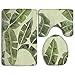 Produktbild Sweet grape Bathroom Rug Set 3 Piece Tropical Plant Banana Tree Leaves Flannel Washable Non-Slip Bath Mat Contour Rug Toilet Lid Cover