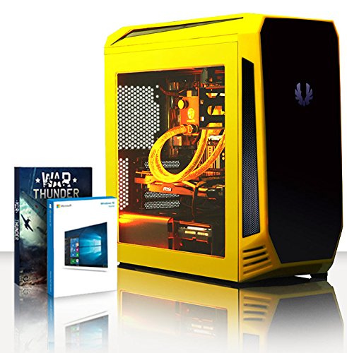 VIBOX Warrior 4.57 Gaming PC - 4,0GHz AMD FX 6-Core CPU, RX 460 GPU, leistungsfähig, Wassergekühlter Desktop Gamer Computer mit Spielgutschein, Windows 10, Gelb Innenbeleuchtung, lebenslange Garantie* (4,0GHz übertakteter Superschneller AMD FX 6300 Sechs 6-Core Prozessor CPU, MSI AMD Radeon RX 460 2GB Grafikkarte, 16GB Team Elite 1600MHz RAM, 120GB SSD, 2TB Festplatte, Raijintek Triton Wasserkühler, 85+ Netzteil, BitFenix Aegis Gehäuse, AM3+ Mainboard)