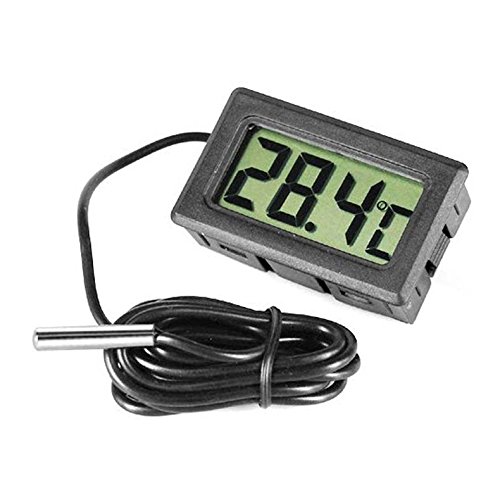 Hrph Digital LCD Thermometer für Kühlschränke Freezers Kühler Flüssigkeitskühler Mini 2M Probe Schwarz