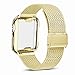 Produktbild INZAKI Kompatibel für Apple Watch Armband mit Hülle 40mm, Edelstahl Netz Milanese Schlaufen Armband mit Displayschutz Schlankes case für iWatch Series 4, Sport, Edition,Gold
