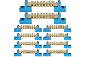 Dciustfhe 8 Terminal Bus Bar Terminal Block 10 Pack Brass Wire Screw Terminal for Car Boat Marine Ground Power Distribution