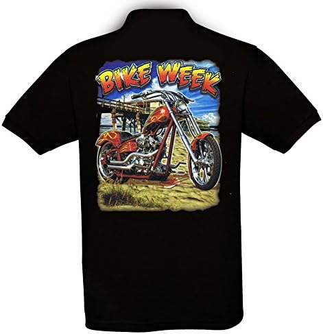 Ethno Designs Bike Week - Men`s Biker Polo-Shirt - Old School Rockabilly Vintage Shirt Retro Style - regular fit, black, size XXXL