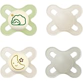 MAM Original Pacifier for Newborns 0-2 Months, Day and Night, 4 pcs | Includes Glow in the Dark Soothers with Symmetrical, Fl