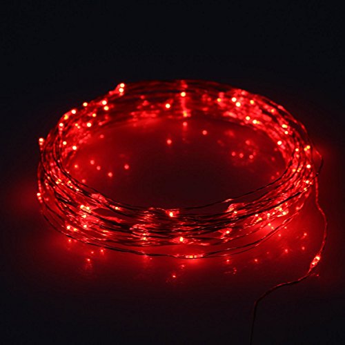 Preisvergleich Produktbild ILOVEDIY 100er LED Draht Micro Lichterkette rot Batteriebetrieb 10M