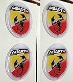 Nieten Fiat Abarth Farben 50 mm Tuning Effekt 3d 3 m geharzt Radkappen Nieten Caps Aufkleber Stickers für Alufelgen X 4 Stück
