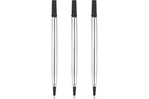 MEUKCEZ 3 Pcs Black Rollerball Pen Refills, Parker Pen Refills Compatible with Parker Quink Rollerball Pens, Medium Tip (0.7mm) for Smooth Writing, Quick Drying, Ideal for Both Professional & Personal Use