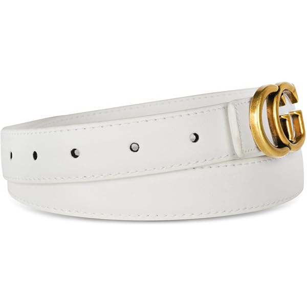 GF Ferre White Leather Hexagon Logo Buckle Waist Belt display picture 1
