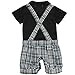 TiaoBug Baby Boys Plaid Romper Jumpsuit Communion Party Gentleman Suit Clothes Outfits 12-18 Months Black