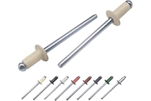 MARCOPOL Confezione da 1000 rivetti ciechi verniciati 4,0 x 8 mm, testa a cupola, DIN 7337, rivetti in alluminio e mandrino in acciaio, rivetti pop (1000, avorio chiaro RAL 1015)