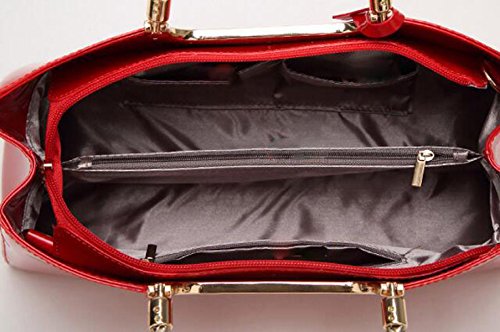 Damen-Tasche Mode Leder Lackleder Handtasche Umhängetasche Exquisite Reißverschluss Luxus Blue