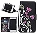 Produktbild Roreikes Apple iphone 7 Hülle, iphone 7 (4,7 Zoll) Case, Slim Retro Schmetterling und Blume PU Leder Bookstyle Handyhülle Tasche Flip Wallet Case mit Strap Portable Handytasche Anti-Scratch Shell Cash Pouch ID Card Slot Magnetverschluss Etui Soft Silikon Back Cover Folio Hüllen Schale Schutzhüllen für Apple iphone 7 (4,7 Zoll) - Schwarz