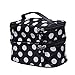 SupplyEU Polka Dots Pattern Double Layer Dual Zipper Makeup Case Cosmetic Hand Bag Tool Storage Toiletry With Mirror (Black)