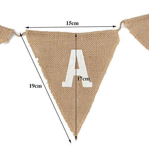 3M/10Feet Jute Hessischen Sackleinen Bunting Schöne Leinen Vintage Banner Flag Wimpel Girlande für Hochzeitsfest-Dekoration (JUST MARRIED) - 2