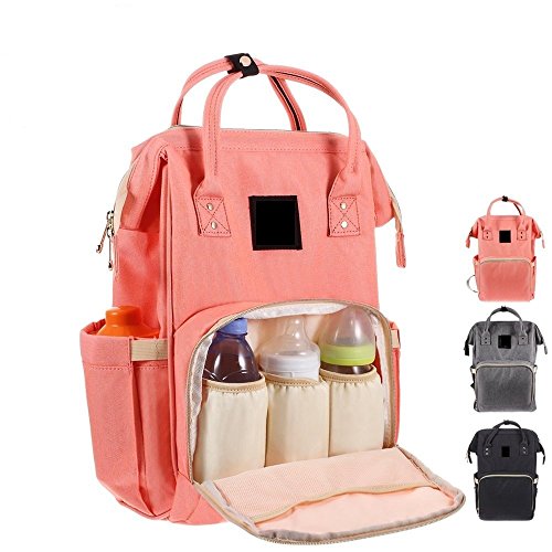 Preisvergleich Produktbild Baby Wickelrucksack Wickeltasche mit Wickelunterlage Multifunktional Oxford Große Kapazität Babytasche Reisetasche für Unterwegs (Rosa)