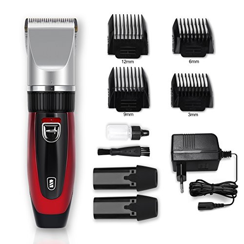 Elehot Elektrischer Haarschneider mit 5 Aufsätzen Haarschneidemaschine für Herren oder Friseur Salon Rot