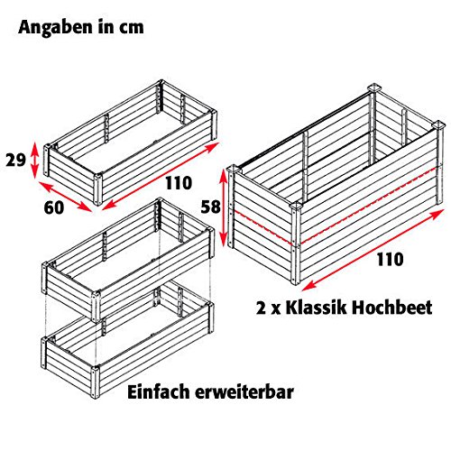 Hochbeet Klassik, rechteckig, stapelbar, Akazie - 3