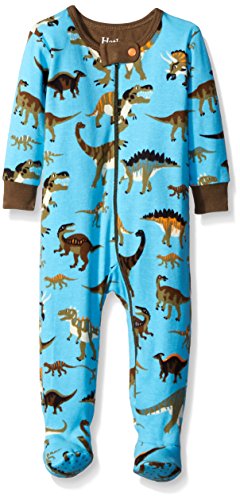 Hatley Baby Boys 0-24m Infant Footed Coverall Wild Dinos Footies, Multicoloured (Blue), 0-3 Months
