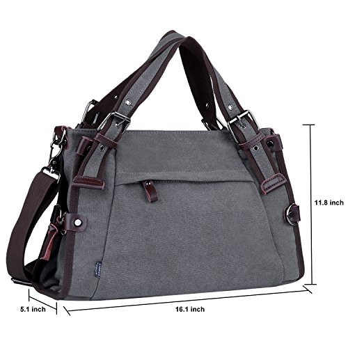 Coofit Damen Canvas Umhängetasche Messenger Bag Handtasche Hobo - 2