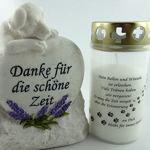 Set für Hundegrab, Grabschmuck mit Tiergrab Kerze. B 14cm. 2er Set - 2