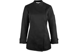 GREIFF Damen-Kochjacke mit verdeckten Druckknöpfen | Regular Fit | Cuisine Basic | Style 5405| Schwarz, Weiss | in Versch. Größen