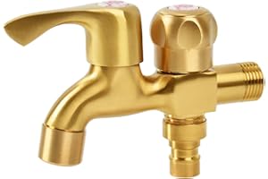 JULIYEH Grifo de manguera de latón, kit de grifo de jardín al aire libre, grifo de agua de latón, juego de grifo exterior, grifo de asignación, para uso en exteriores/interiores, conveniente acceso al agua