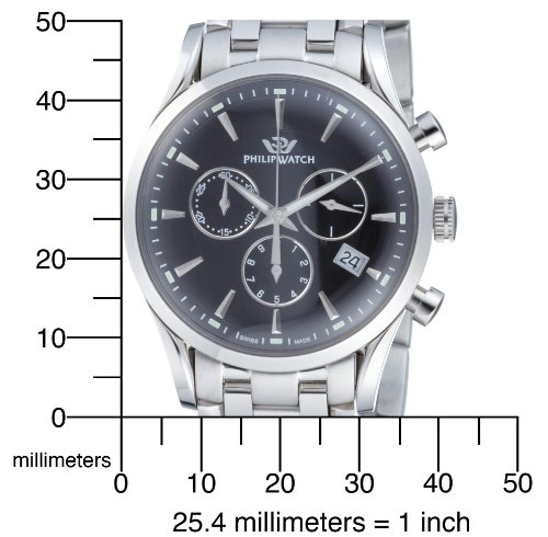 Philip Sunray Men's Quartz Watch with Black Dial Chronograph Display and Silver Stainless Steel Strap R8273908165