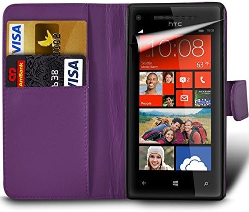 HTC M10 (2016) Premium PU Leather Wallet Flip Skin Case Cover in DARK PURPLE