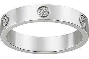 RUIQUAN 18K Gold Silver Rose Plated Love Ring Cubic Zirconia Promise Ring Wedding Band Jewelry Birthday Gifts for Women Teen Girls