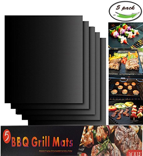 Vonimus BBQ Grillmatte 5er Set, Grillen und Backen Wiederverwendbar für Holzkohlegrill, Elektronischen Grill, Backofen, Dampf-Backofen, Mikrowelle