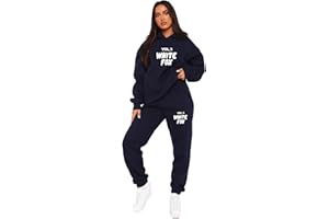 B&S TRENDZ Womens Kids Regular Fit Print Hoodie Sweatshirt Tracksuit 2 Piece Set Long Sleeve Hooded Jumpers and Jogger Casual Stylish Active Hoody Trouser Loungewear Outfit In UK Sizes 5-13Years & S-XXL