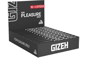‎GIZEH GIZEH BLACK King Size Slim + Tips - Blättchen zum Drehen - Packung mit Magnetverschluss, recyclebar – 10+2 Gratis Heftchen á 34 Premium Rolling Paper (14 g/m²) + 34 Tips