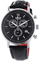 Detomaso Men's Quartz Watch MILANO Chronograph Silver/Black DT1052-A with Leather Strap
