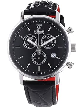 DETOMASO Herren-Armbanduhr Milano mit silbernem Edelstahl-Gehäuse und schwarzem Zifferblatt. Elegante Quarz Herren-Uhr...