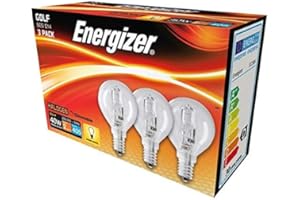 FOGLISH Energizer 30w (40w) Eco Halogen Golf Bulbs SES e14 Small Screw in Dimmable Warm White 6pk