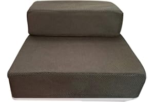 HSHDUTI Haustiertreppe mit 2 Stufen, Haustiertreppe, Hundetreppe, Haustierleiter mit rutschfestem Plüschbezug, Hundetreppe, faltbar, tragbar, rutschfest, Haustierbett, Leiter für Hunde und Katzen (braun)