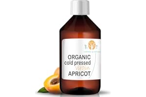 B.O.T COSMETIC & WELLNESS Organiczny olej z pestek moreli & tłoczony na zimno, olej z pestek moreli do pielęgnacji twarzy, ciała i włosów, kontur oczu, odmładzający, nawilżający - 500 ml